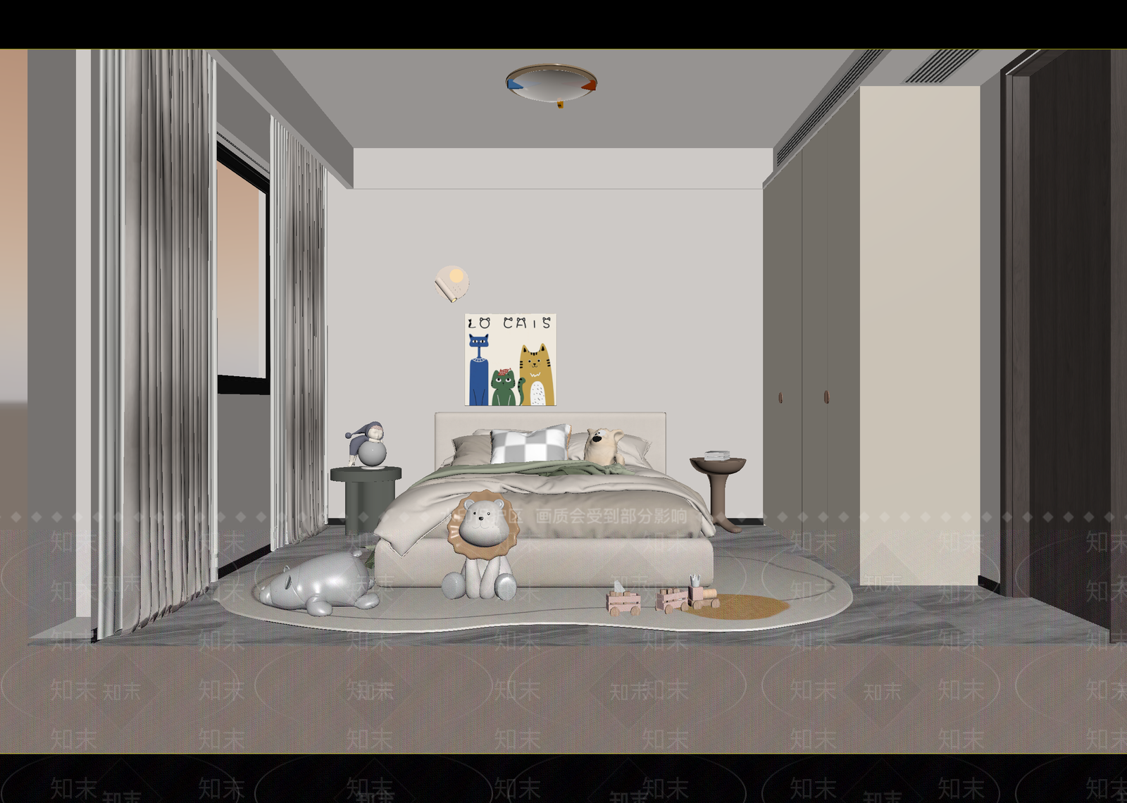 现代通用儿童房3D模型下载【ID:1215133329】