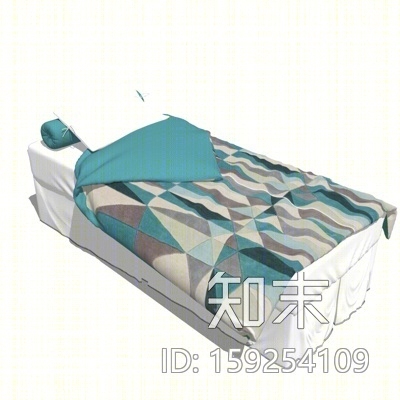 现代布艺单人床SU模型下载【ID:159254109】