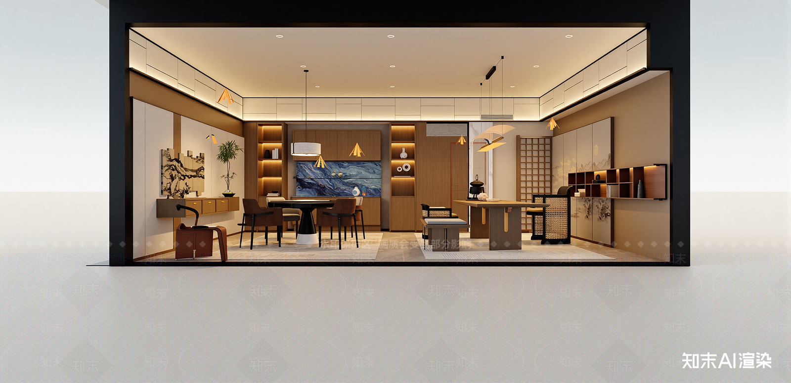 新中式棋牌室SU模型下载【ID:1215955267】