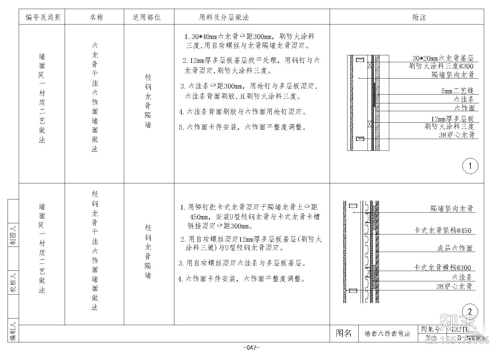 金螳螂墙面施工节点B38~53cad施工图下载【ID:165179144】