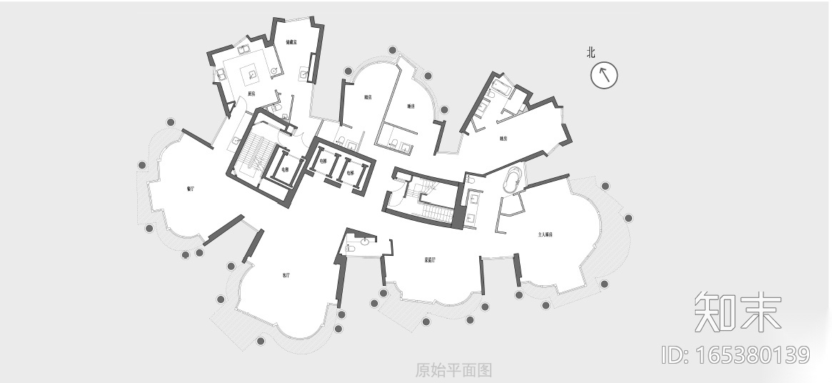 大师户型平面解析概念设计图（室内装饰学习参考资料）施工图下载【ID:165380139】