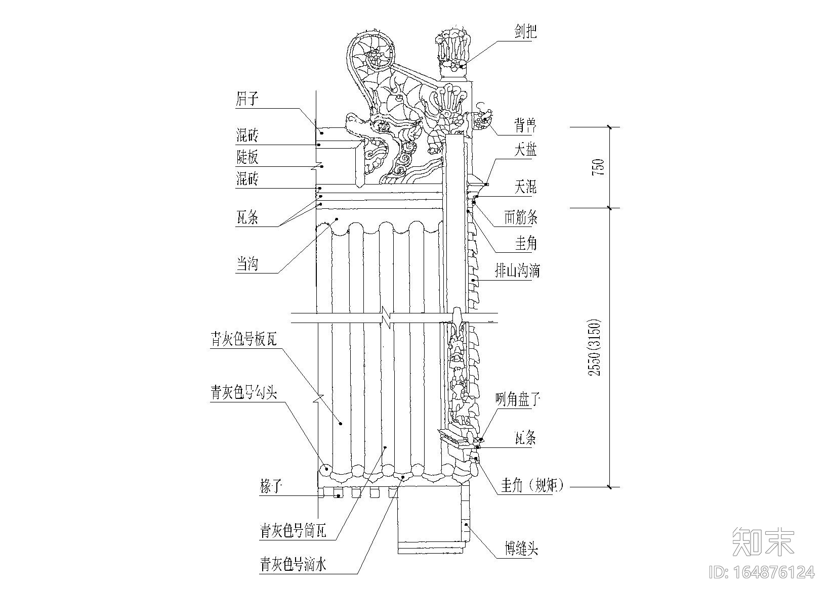 仿古四合院建筑设计施工图(带效果图)施工图下载【ID:164876124】