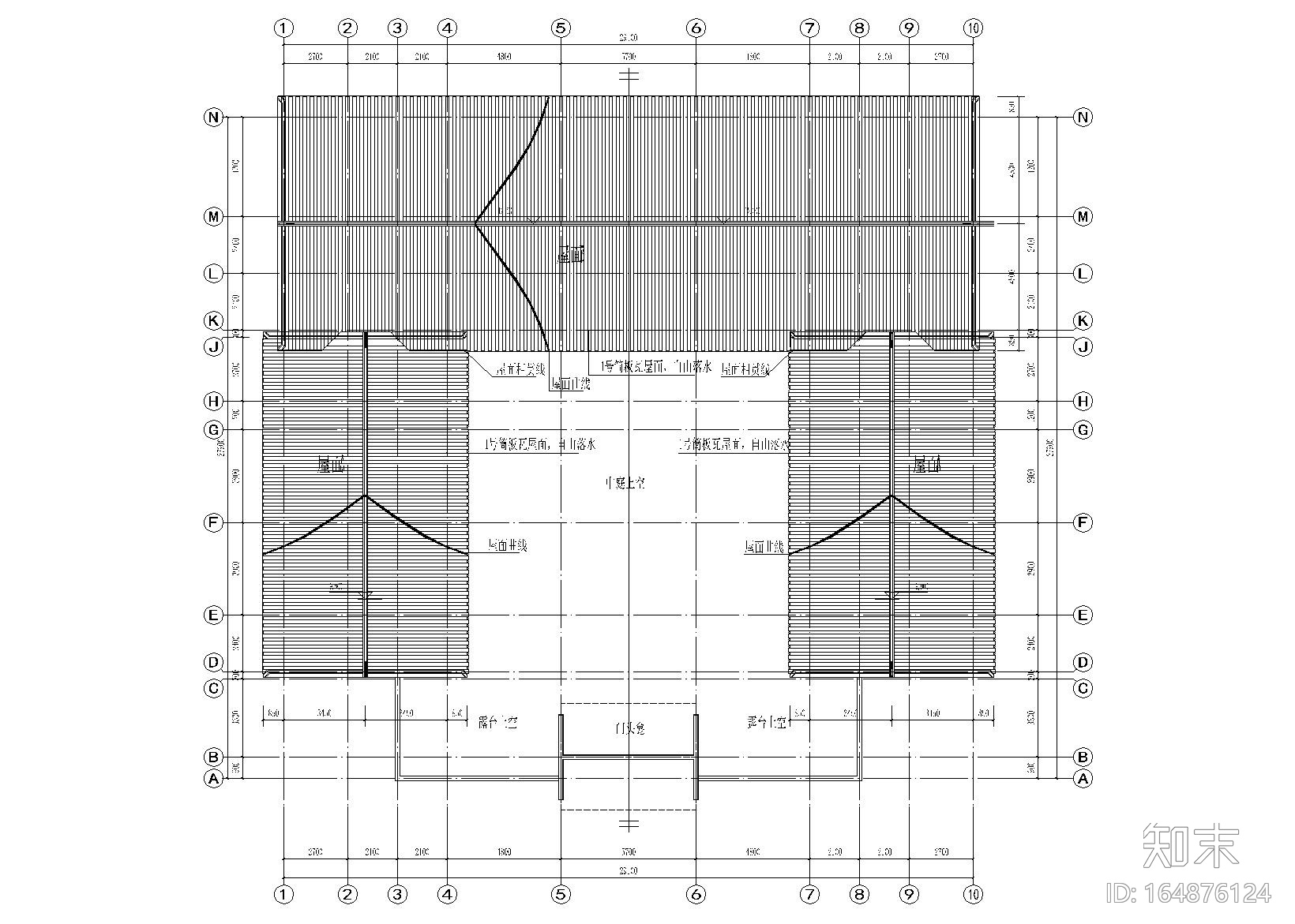 仿古四合院建筑设计施工图(带效果图)施工图下载【ID:164876124】