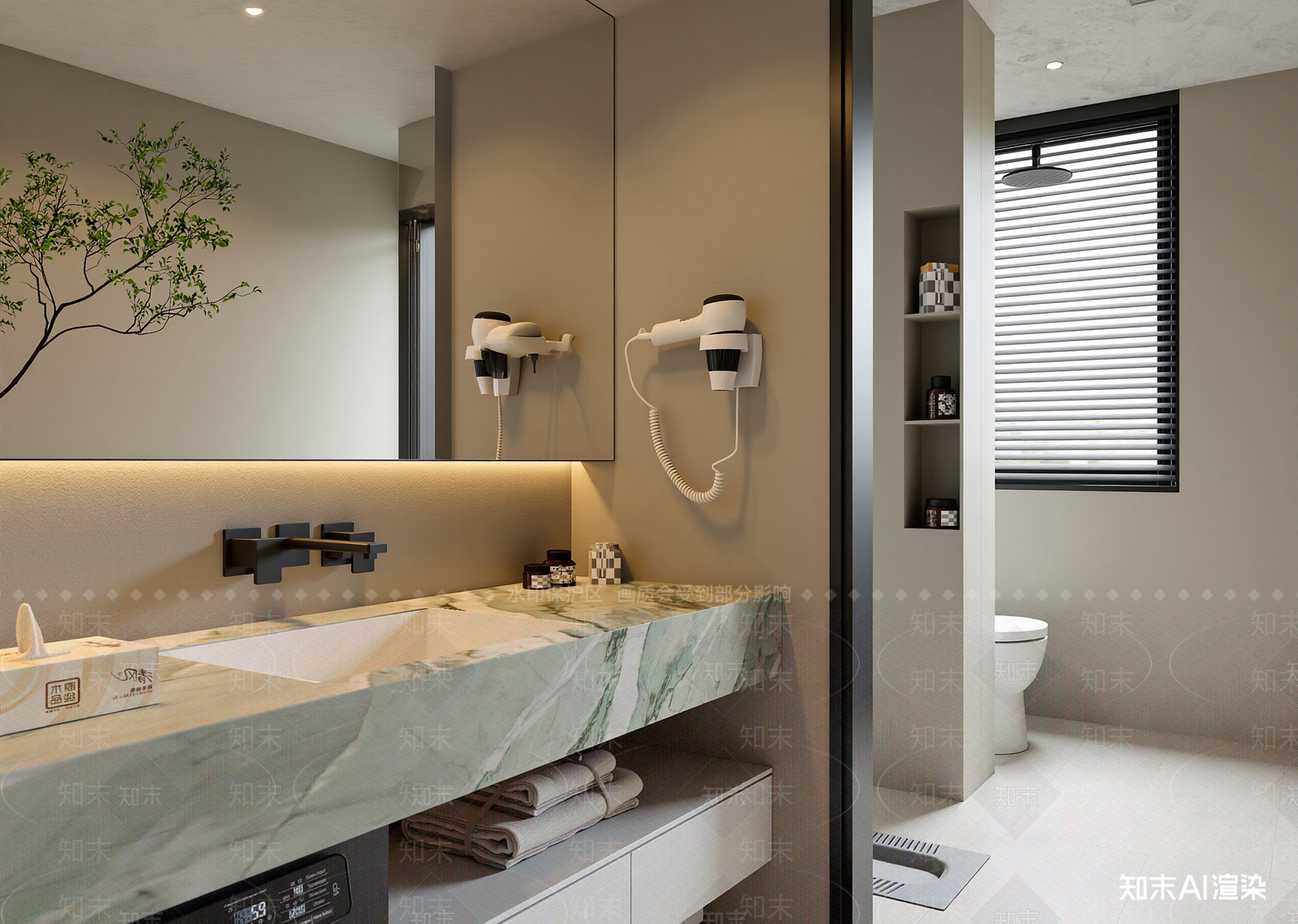 现代酒店卫生间3D模型下载【ID:1215187503】