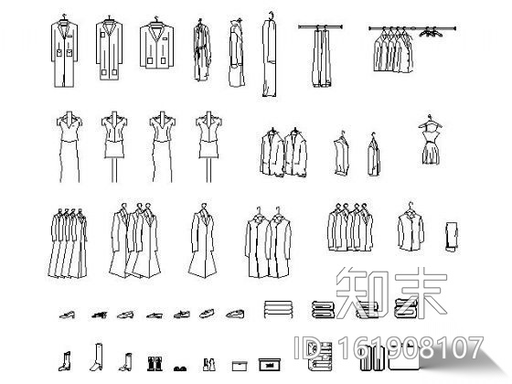 常用衣物图块集cad施工图下载【ID:161908107】