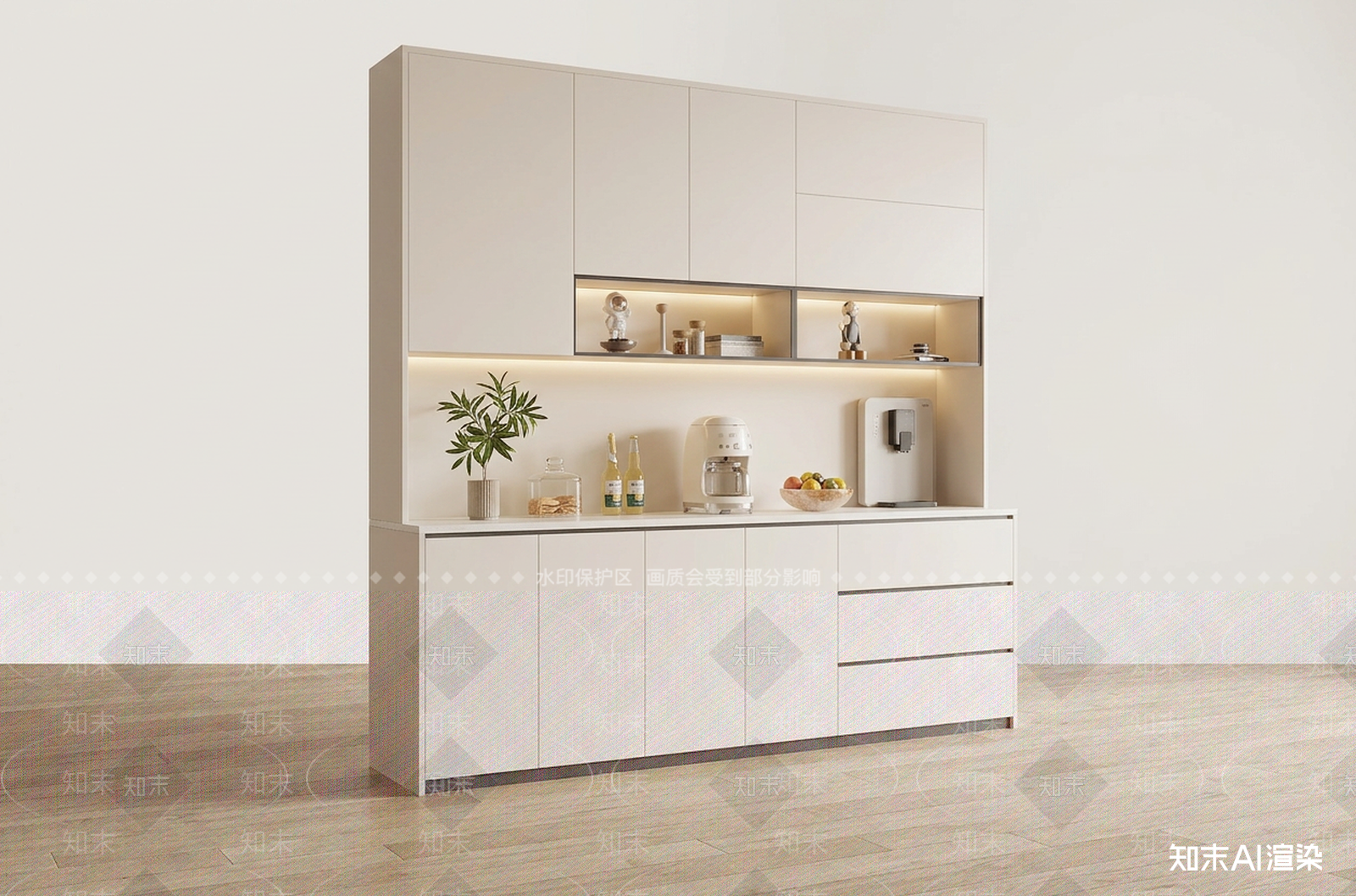 浅色餐边柜餐边柜3D模型下载【ID:1227527698】