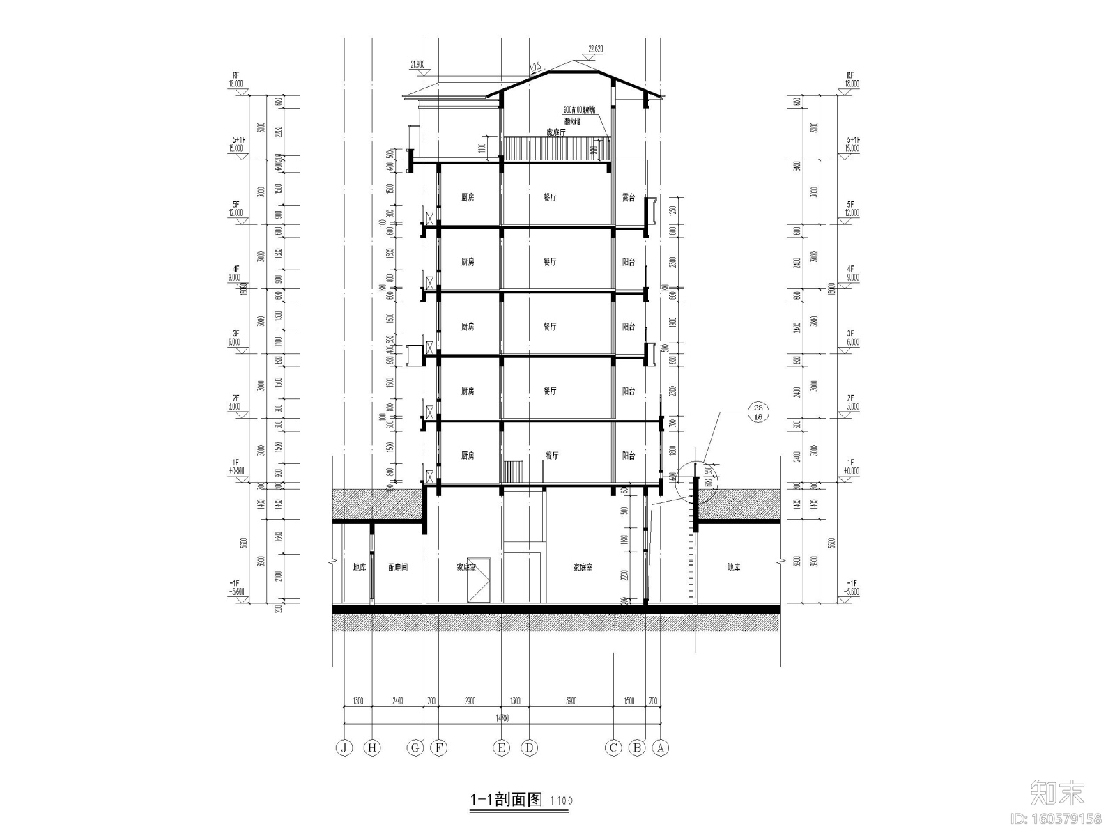 多层洋房_叠拼别墅二期住宅项目建筑施工图cad施工图下载【ID:160579158】