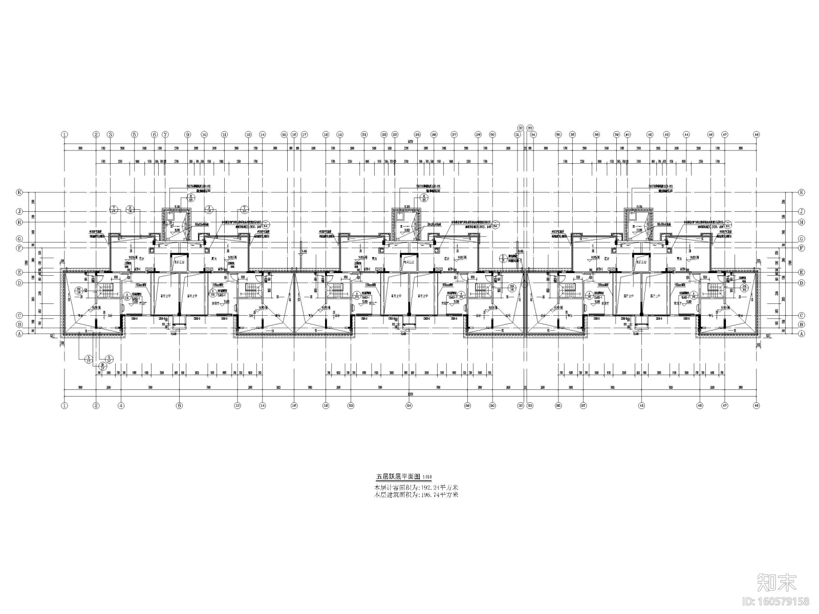 多层洋房_叠拼别墅二期住宅项目建筑施工图cad施工图下载【ID:160579158】