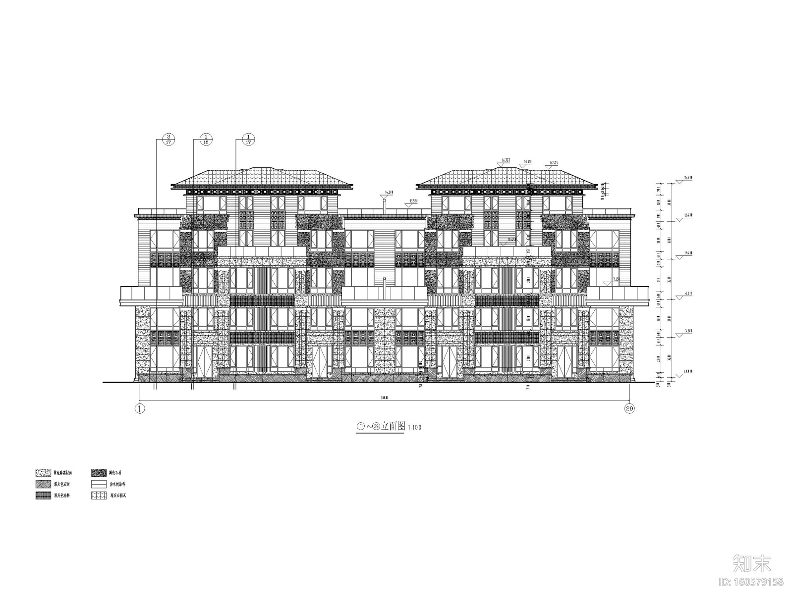 多层洋房_叠拼别墅二期住宅项目建筑施工图cad施工图下载【ID:160579158】