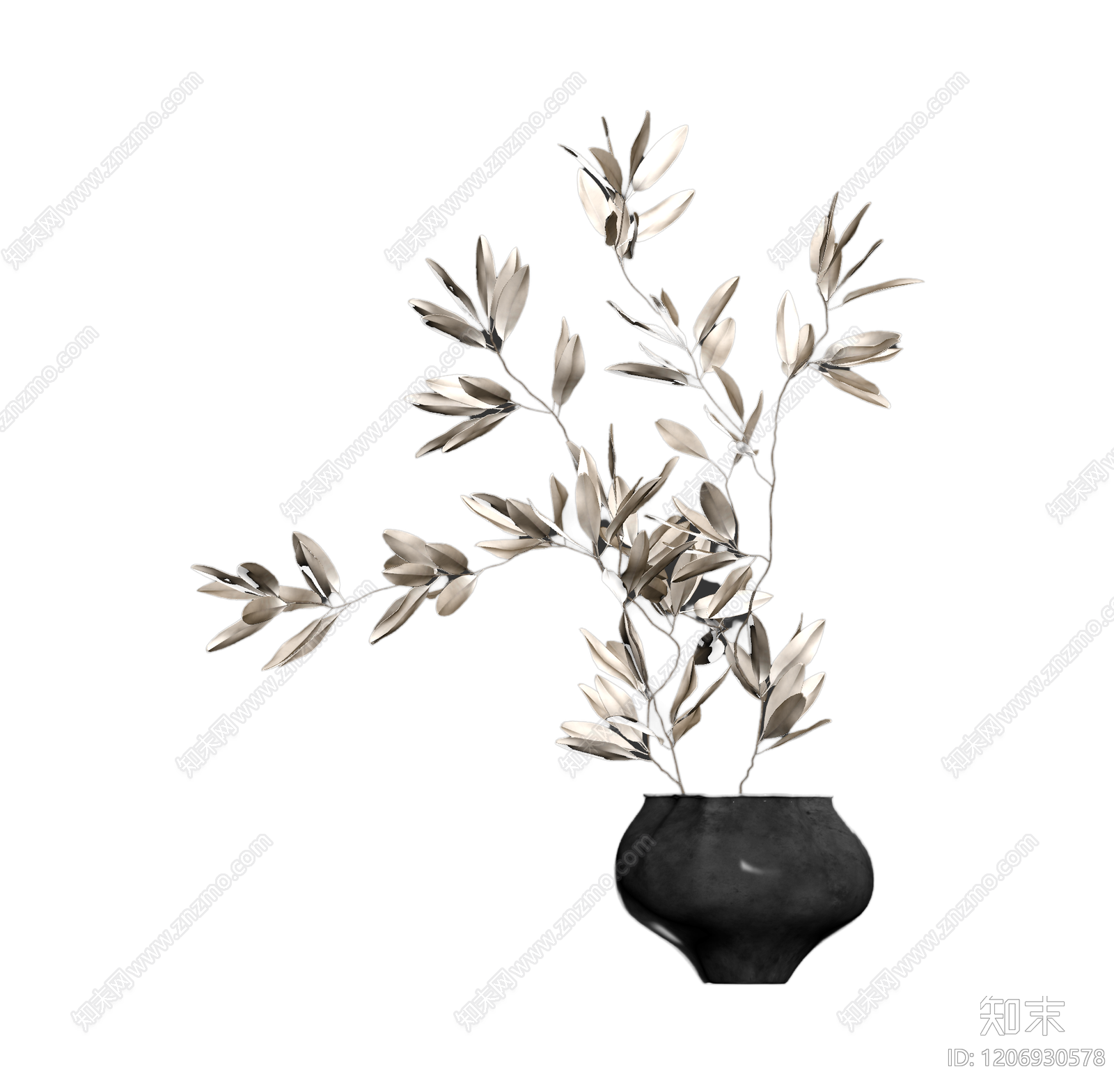 金属叶插花装饰3D模型下载【ID:1206930578】