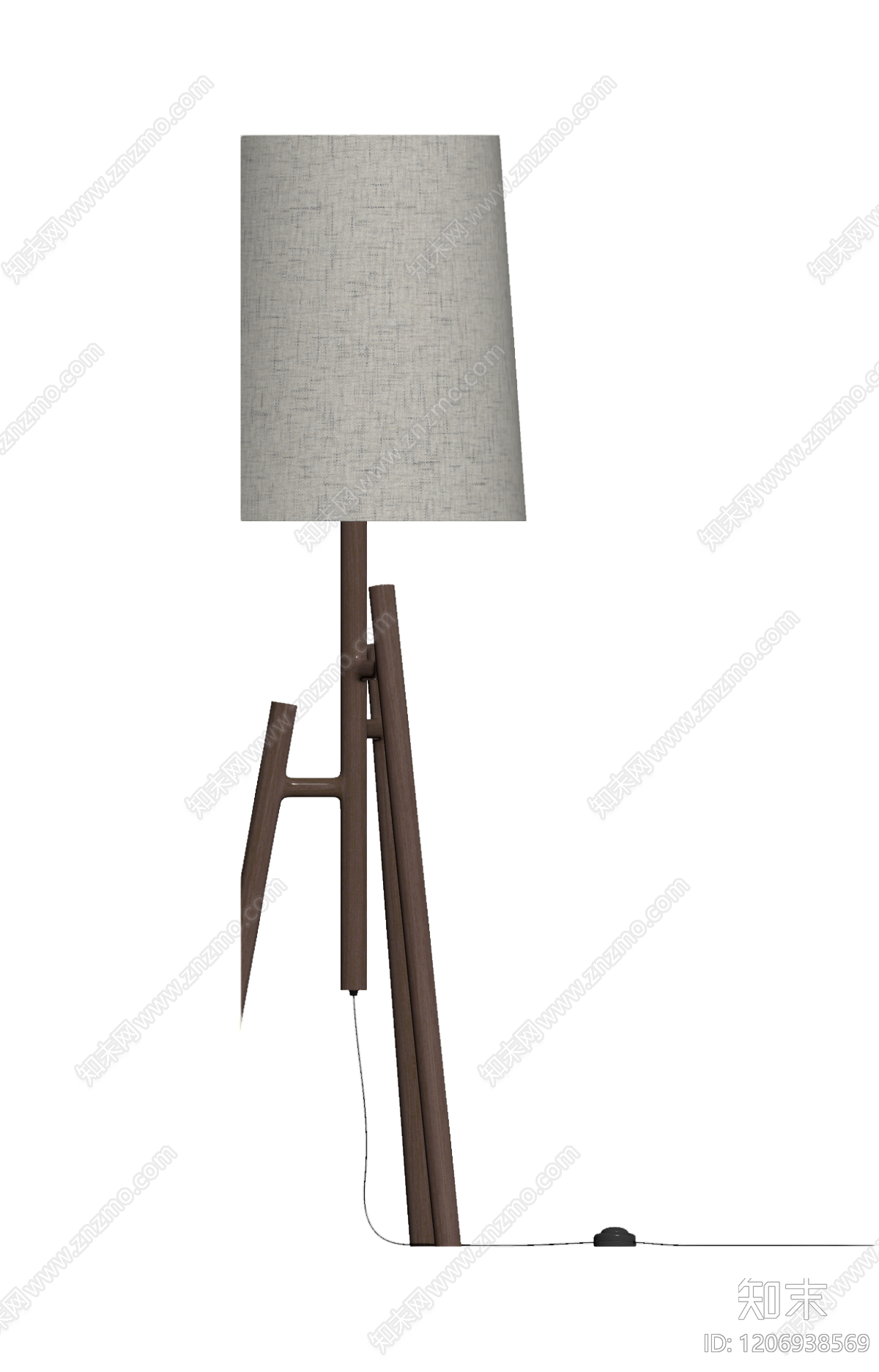 三脚布艺落地灯3D模型下载【ID:1206938569】