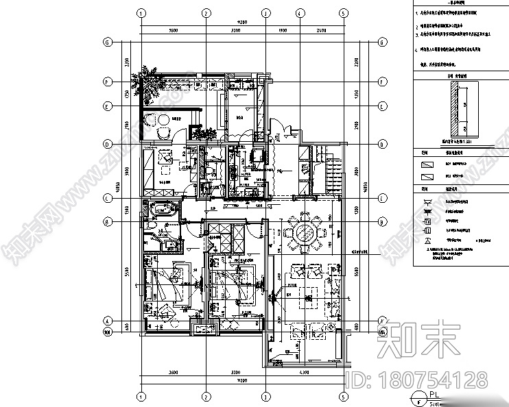 新韵至雅|古典邂逅现代样板间设计施工图（附效果图）cad施工图下载【ID:180754128】