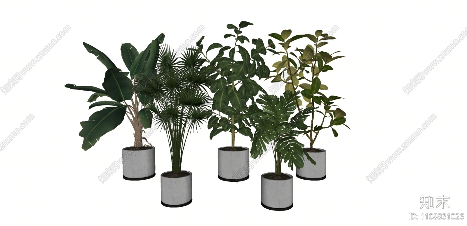 现代植物盆栽SU模型下载【ID:1108331026】