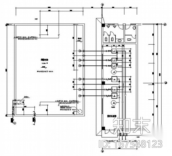 某厂房水泵房布置平面图cad施工图下载【ID:167548123】