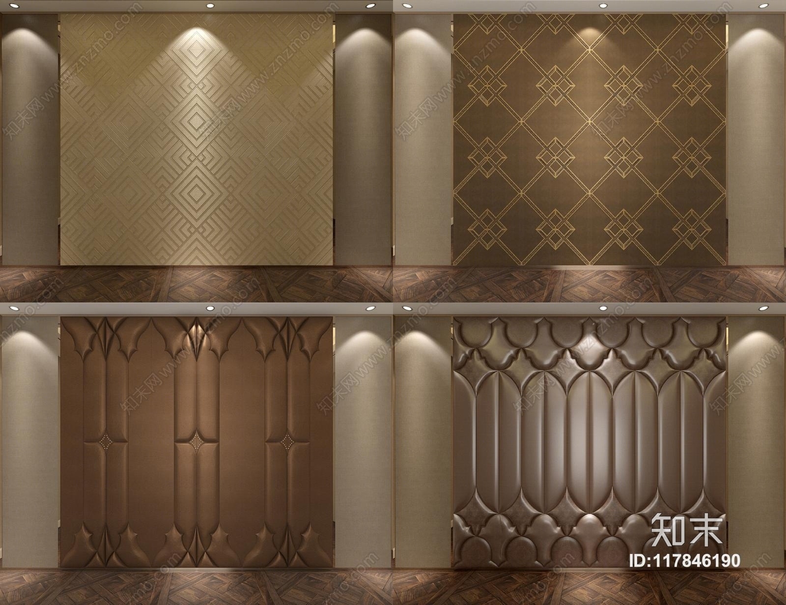 现代软包装饰墙组合3D模型下载【ID:117846190】