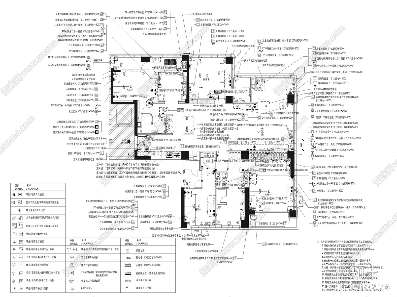 [上海]外滩283m²四居室大平层样板间施工图cad施工图下载【ID:180752146】