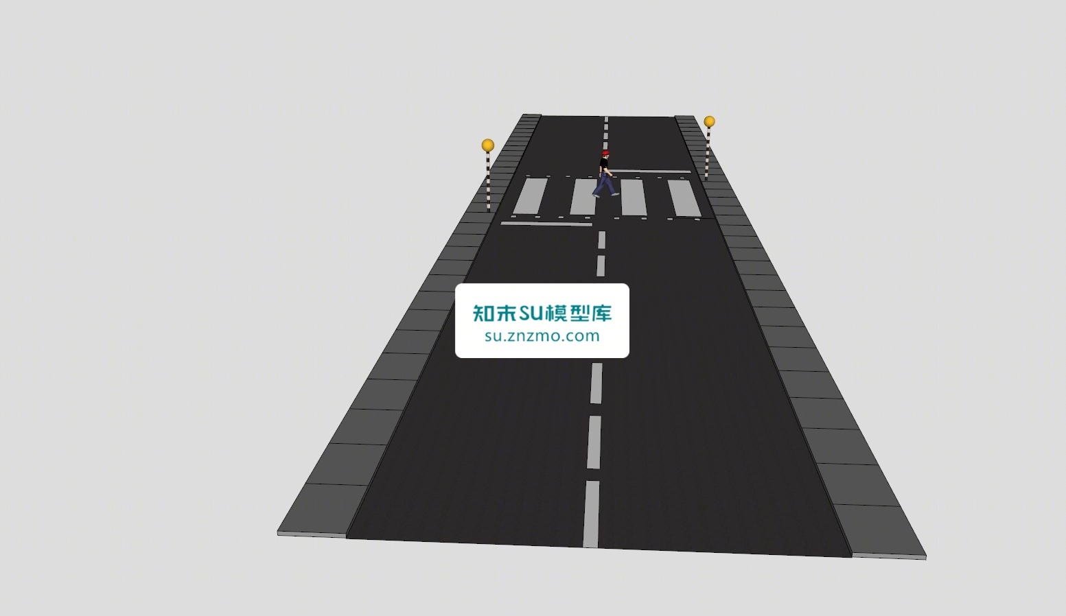 马路路面斑马线SU模型下载【ID:148482165】