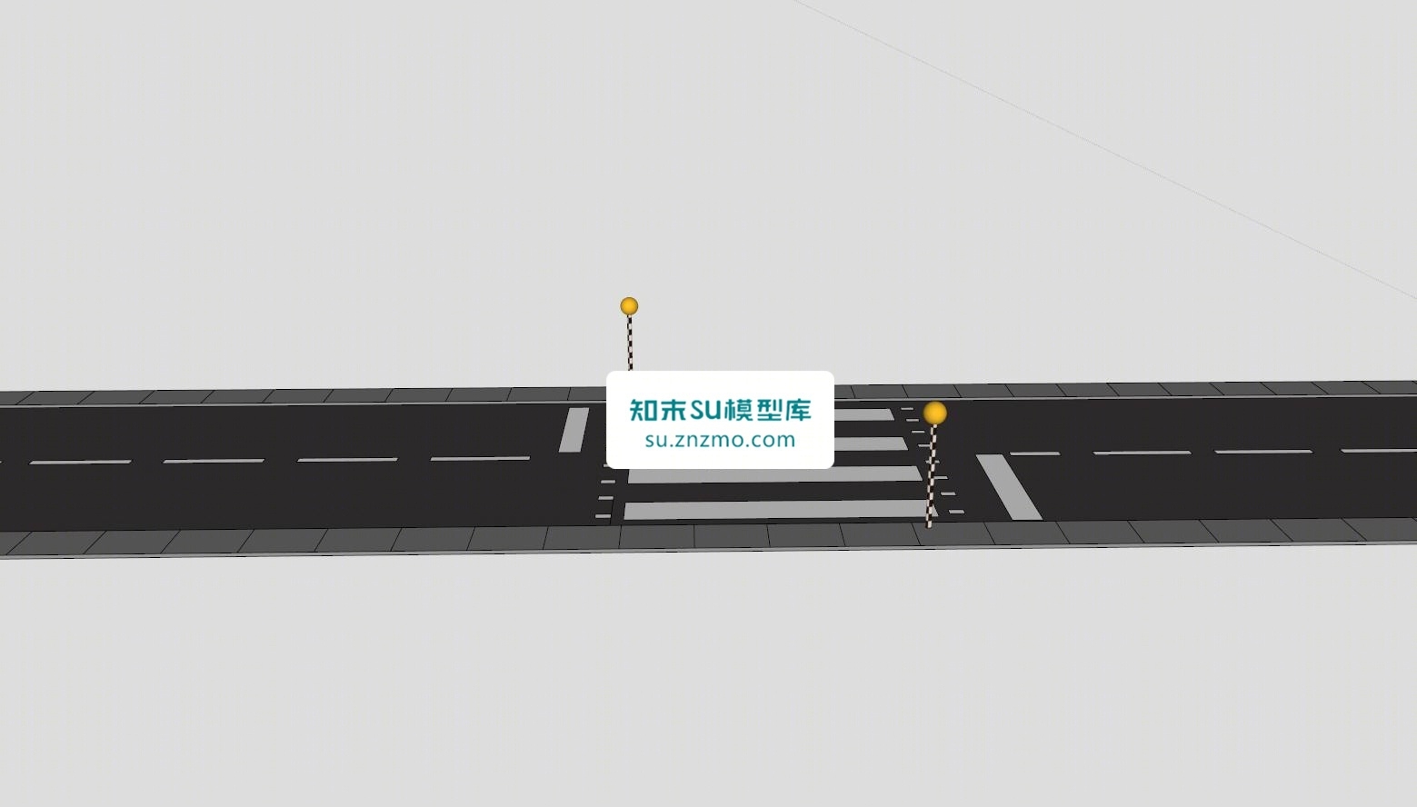 马路路面斑马线SU模型下载【ID:148482165】