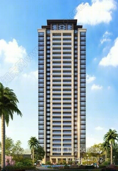 新亚洲风格高层住宅SU模型下载【ID:241343702】