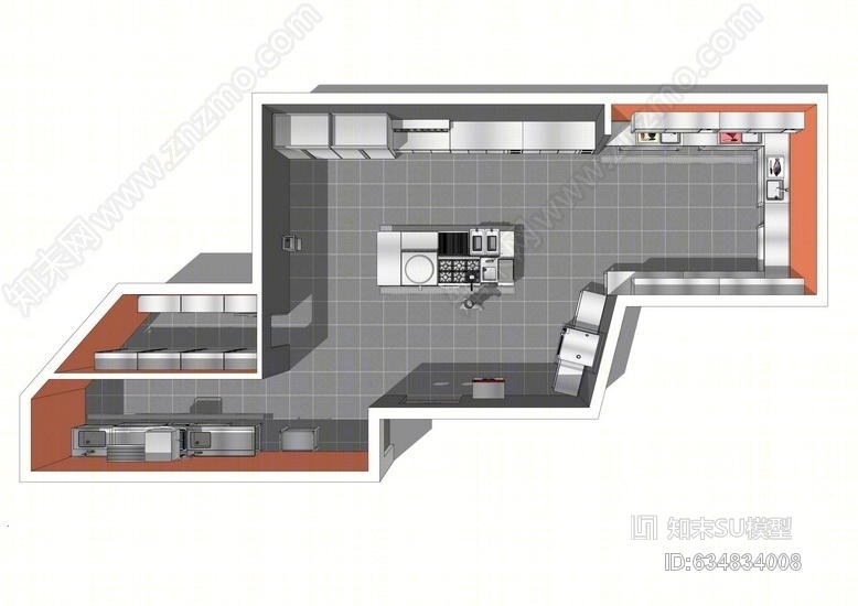 商业厨房SU模型下载【ID:634834008】