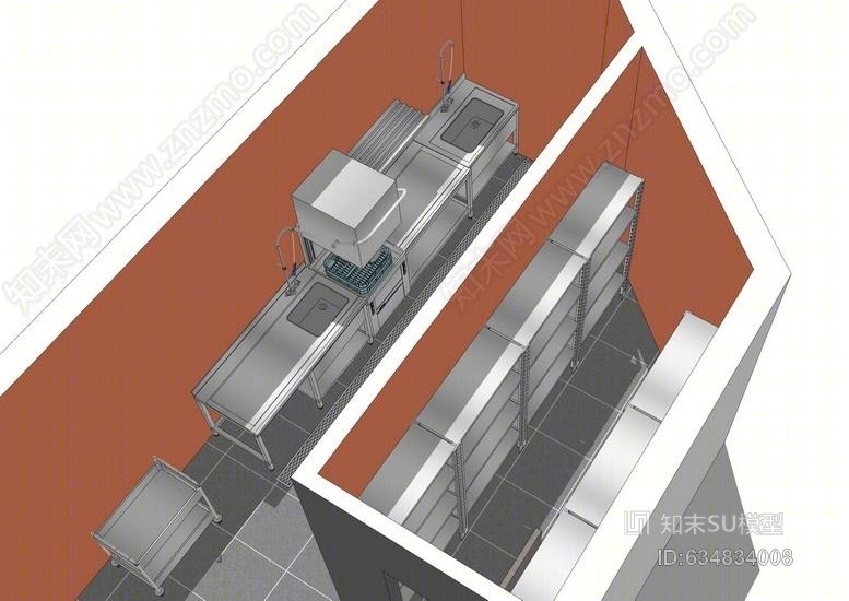 商业厨房SU模型下载【ID:634834008】