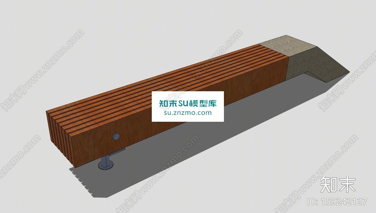 户外木质公园椅SU模型下载【ID:159242127】