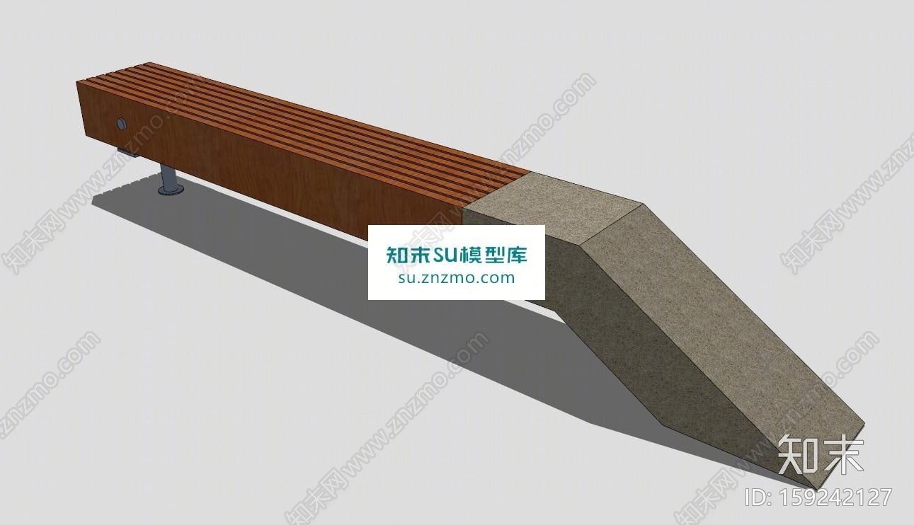 户外木质公园椅SU模型下载【ID:159242127】