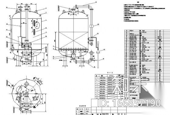 Φ2000多介质过滤器图纸cad施工图下载【ID:166857190】