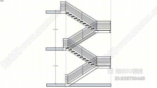 彩色金属楼梯SU模型下载【ID:926730446】