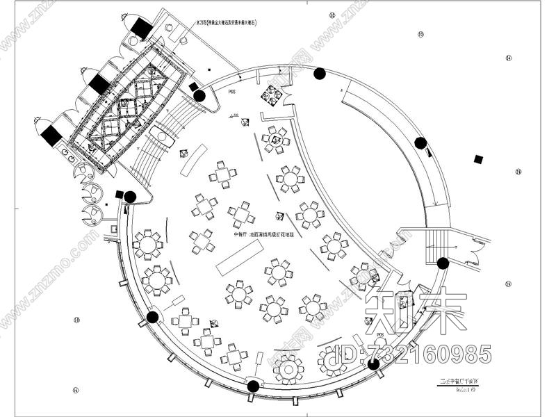 豪华酒店圆形中餐厅装修图施工图下载【ID:732160985】