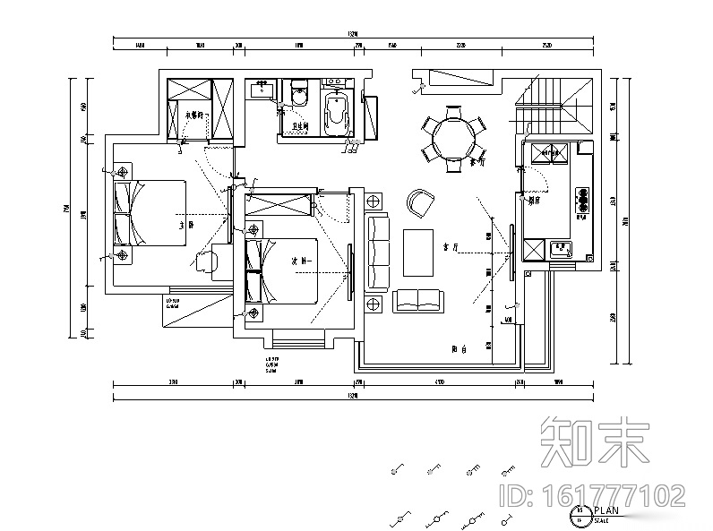 嘉业阳光城北欧复式住宅设计施工图（附效果图）cad施工图下载【ID:161777102】