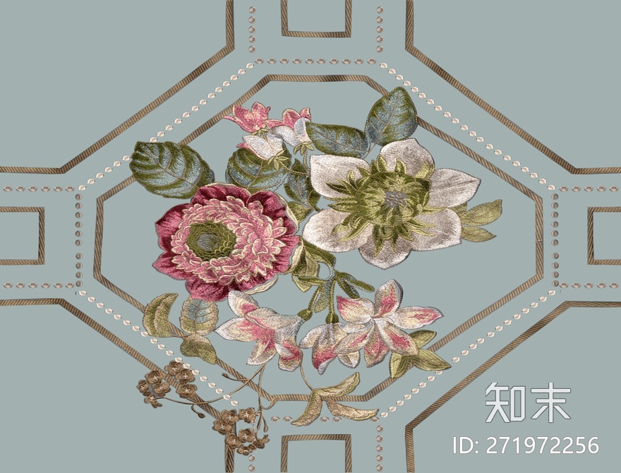 真丝刺绣花纹贴图下载【ID:271972256】