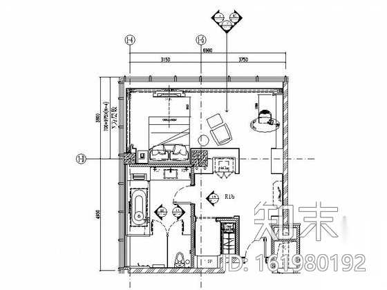 标准酒店客房装修图cad施工图下载【ID:161980192】