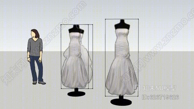 婚纱礼服新娘礼服SU模型下载【ID:626719626】