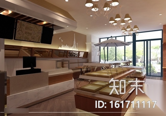 [甘肃]现代精品蛋糕店室内装修施工图（含效果）cad施工图下载【ID:161711107】