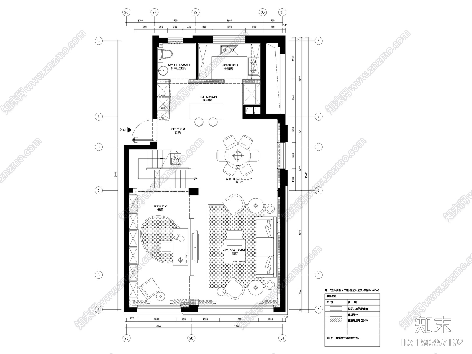 [宁波]182㎡现代三居室上叠别墅家装施工图施工图下载【ID:180357192】