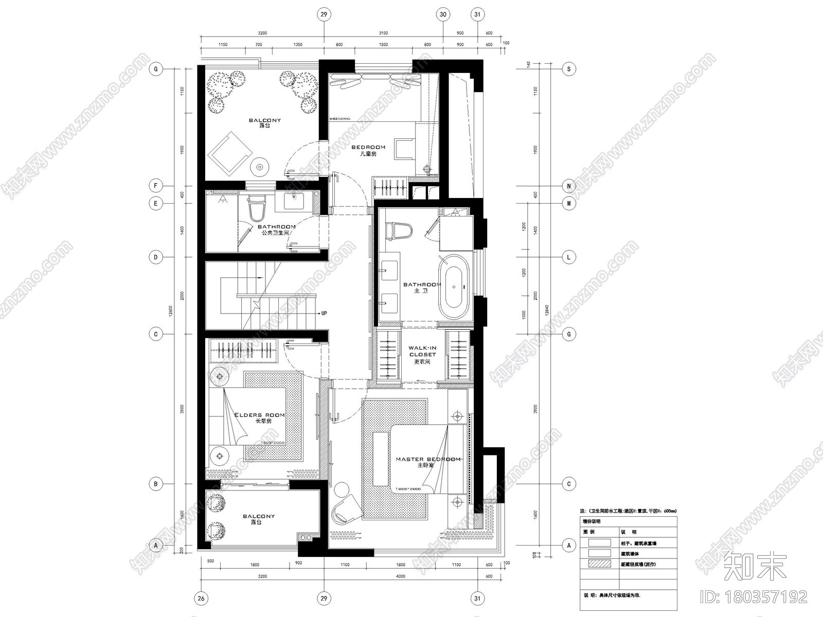 [宁波]182㎡现代三居室上叠别墅家装施工图施工图下载【ID:180357192】