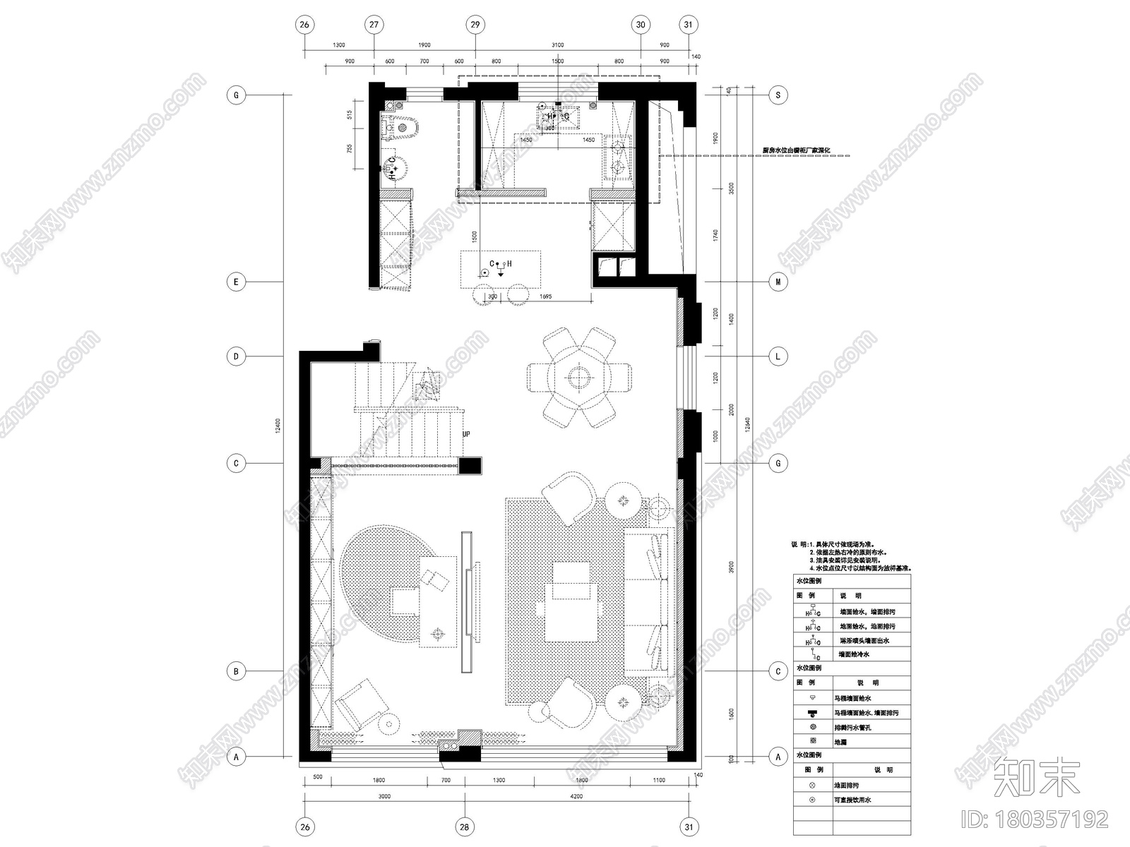 [宁波]182㎡现代三居室上叠别墅家装施工图施工图下载【ID:180357192】