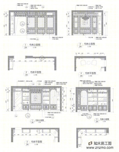 书房大样cad施工图下载【ID:66917038】