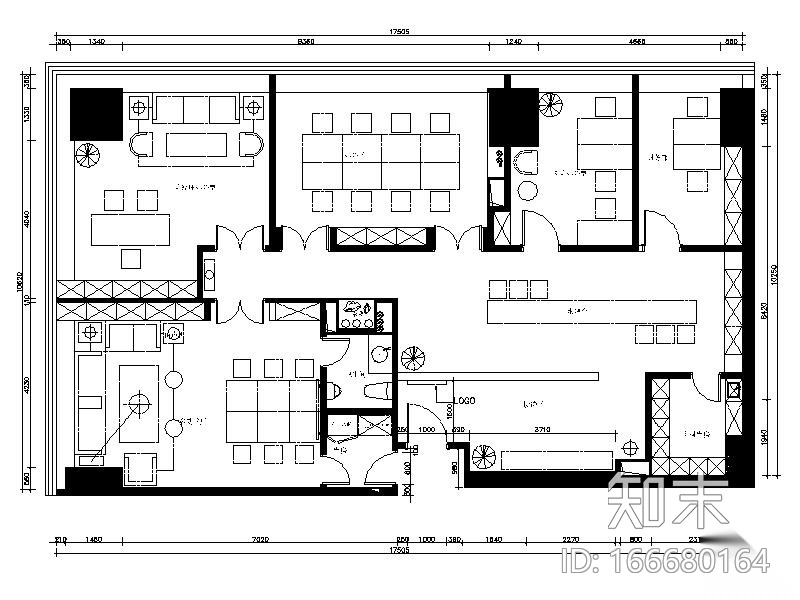 [新疆]中式禅意古朴投资办公空间室内设计施工图（含效...施工图下载【ID:166680164】