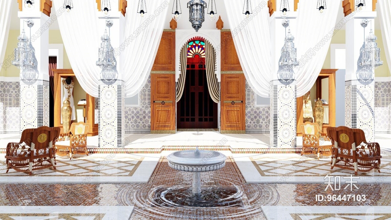 欧式古典教堂门头3D模型下载【ID:96447103】