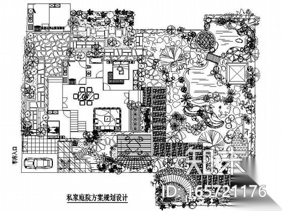 某私家庭院景观绿化设计方案cad施工图下载【ID:165721176】