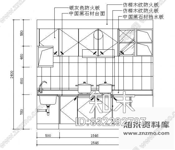 图块/节点厨房立面cad施工图下载【ID:832292797】