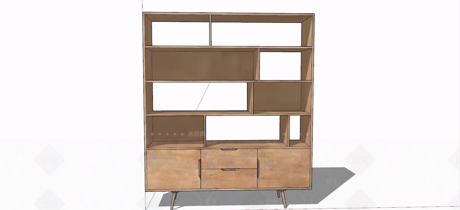 现代实木装饰柜免费SU模型下载【ID:1125089761】