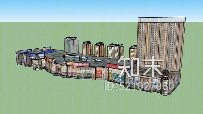 阳泉滨河新天地商业广场阳泉市购物中心SU模型下载【ID:521027960】