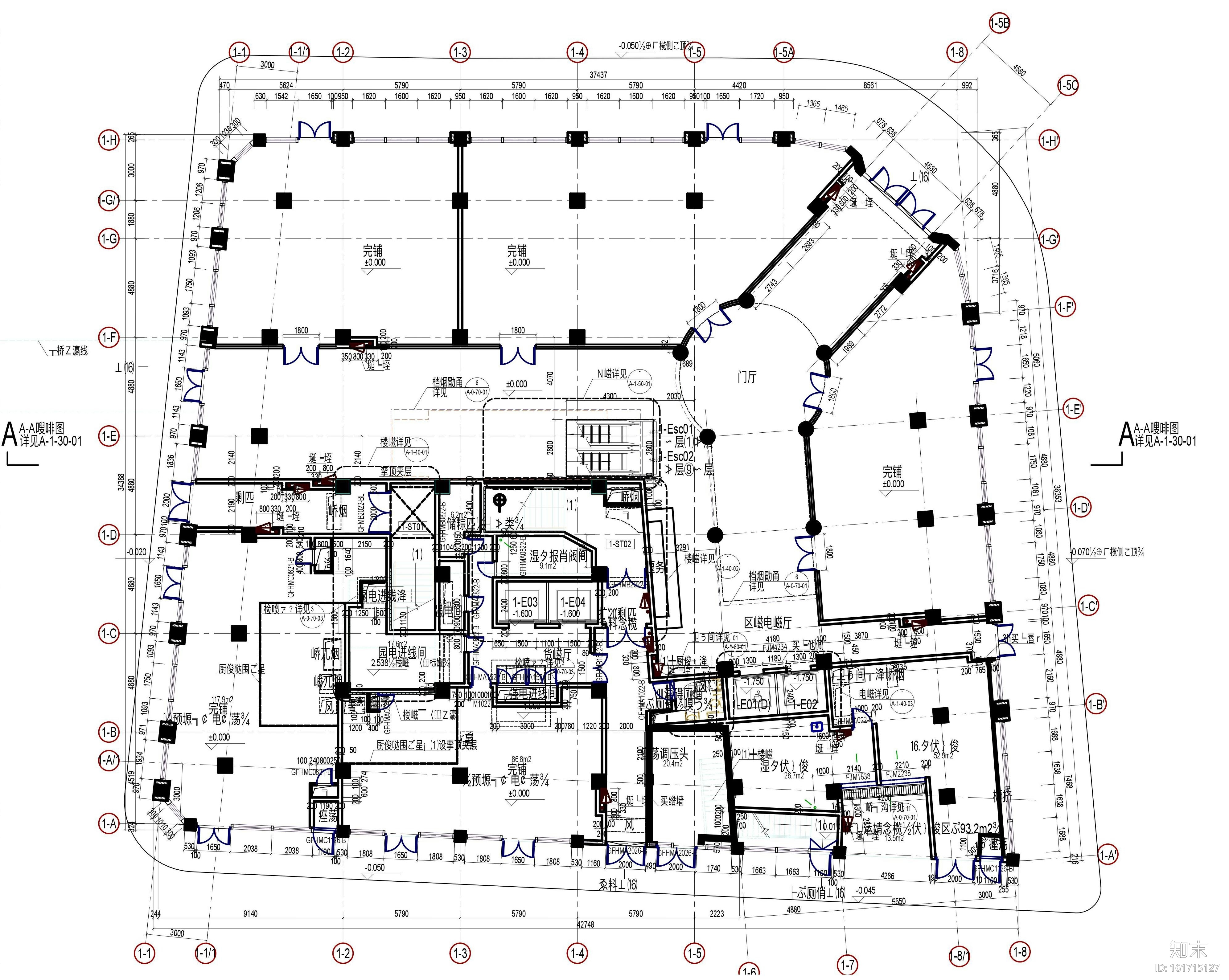 [上海]新百伦外滩中央广场店装饰设计施工图cad施工图下载【ID:161715124】