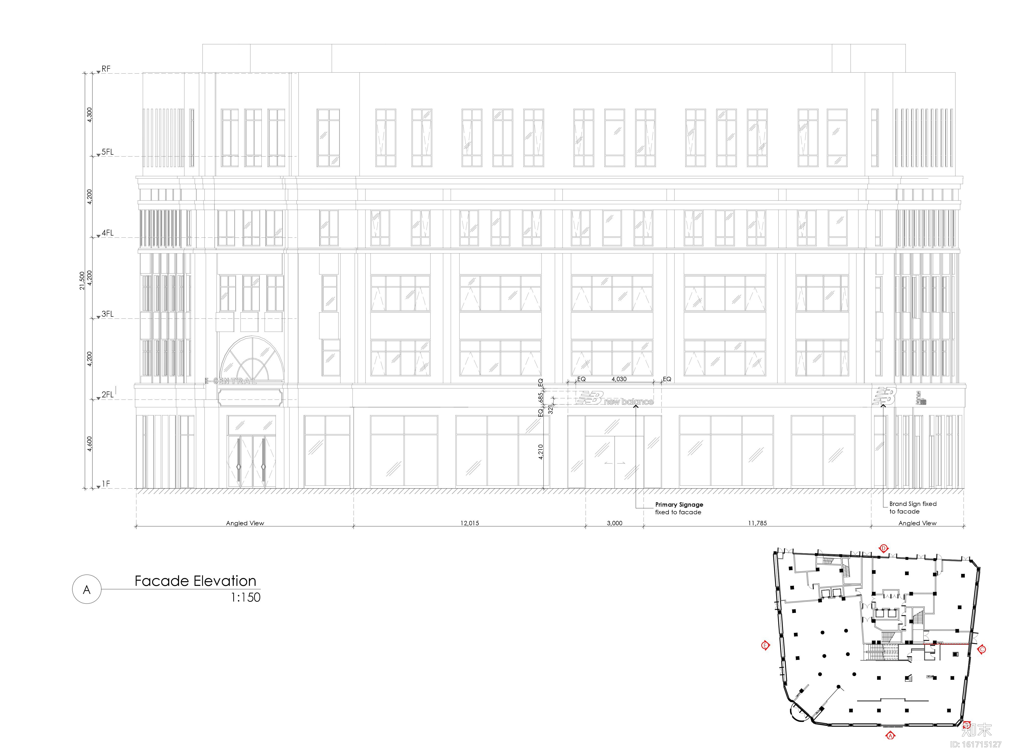 [上海]新百伦外滩中央广场店装饰设计施工图cad施工图下载【ID:161715124】