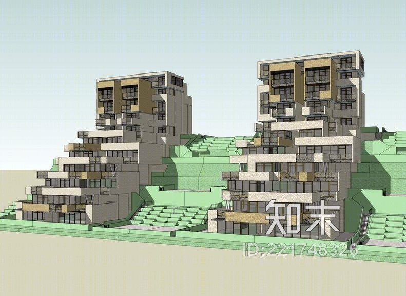 现代风格山地别墅SU模型下载【ID:221748326】