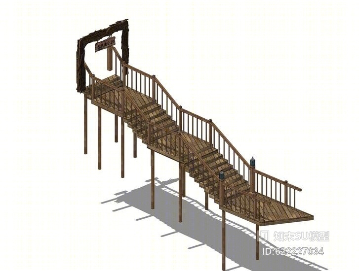 楼梯护栏SU模型下载【ID:622227634】