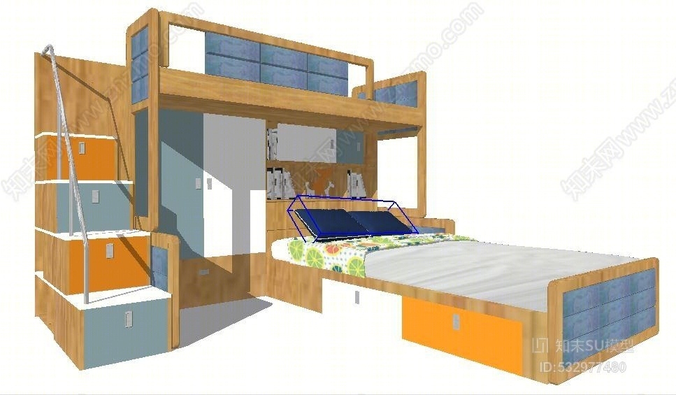 北欧风格上下床模型SU模型下载【ID:532977480】